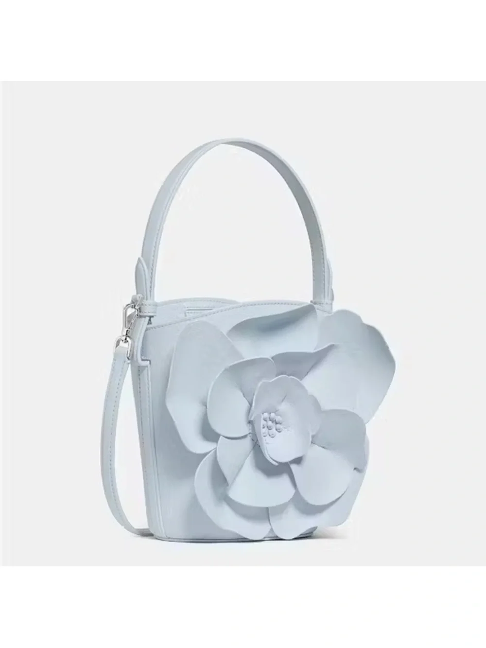Kate Spade Flora Leather Bucket Crossbody Bag, Pale Sapphirine Blue